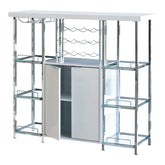 Coaster Gallimore 2-door Bar Cabinet with Glass Shelf High Glossy White and Chrome Model 182757